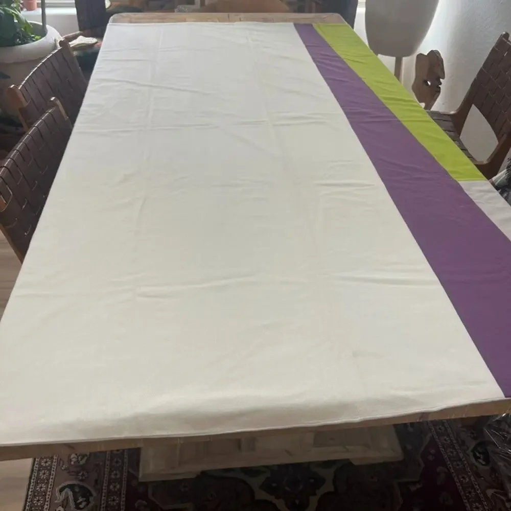 Addition Bedspread Blanket Beige Purple Green Color Block Reversible Wool Front